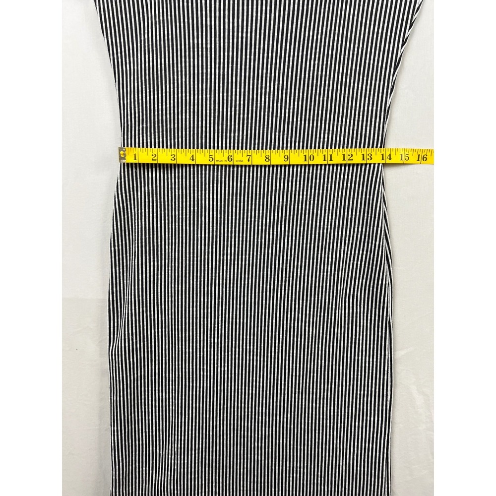 Caution to the Wind Dress Womens Large Black White Striped Ribbed Faux Button L - Picture 7 of 9